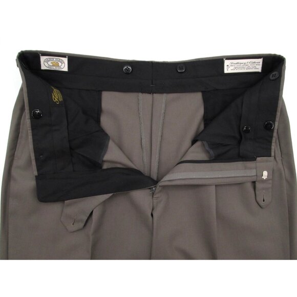 Vintage Majer Slacks Merino Wool Pants 34x29 Taupe Trousers Union Made USA - Picture 5 of 16